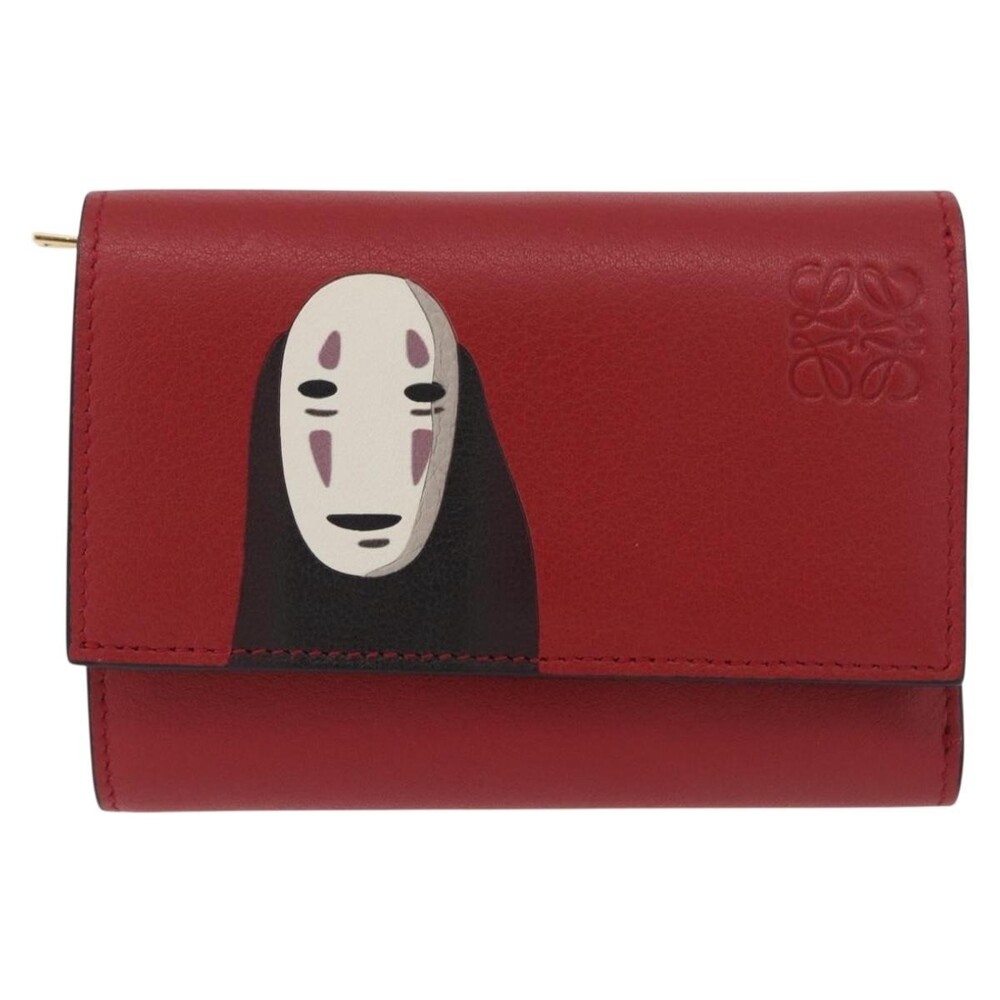 Loewe Leather No-face Compact Wallet Red